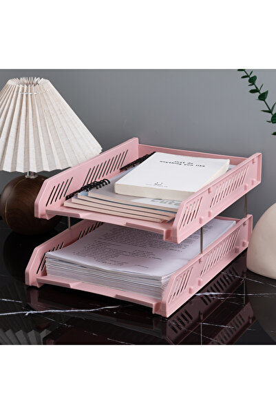 Choice رف ملفات وردي، سلة ملفات، صندوق تخزين A4، صينية ملفات متعددة الطبقات، ...