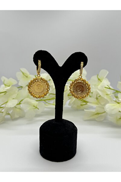 Constanza Exclusive 22 Ayar Altın Kaplama Kabartmalı Tuğra Motifli Küpe Lvd506-4