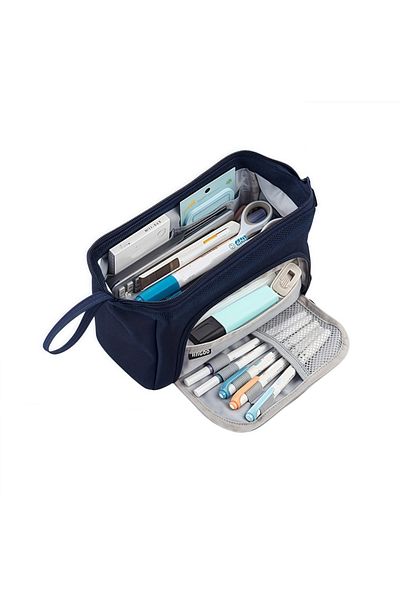 Choice Navy Extra large capacity pen case, portable waterproof and durable pen case, suitable for organizin