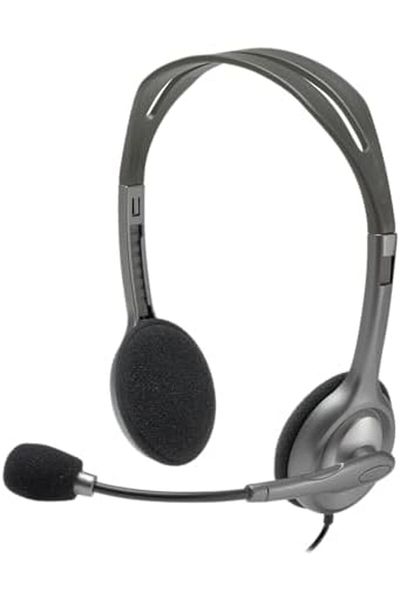 logitech H111 Wired Headset, Stereo Headphones With Noise Cancelling Microphone, 3.5 mm Audio Jack,
