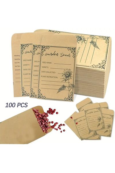 Choice 50pcs 50/100pcs Seed Envelopes 4.72 * 3.15 Inch Small Envelope Collection Vegetable Plant Garden See