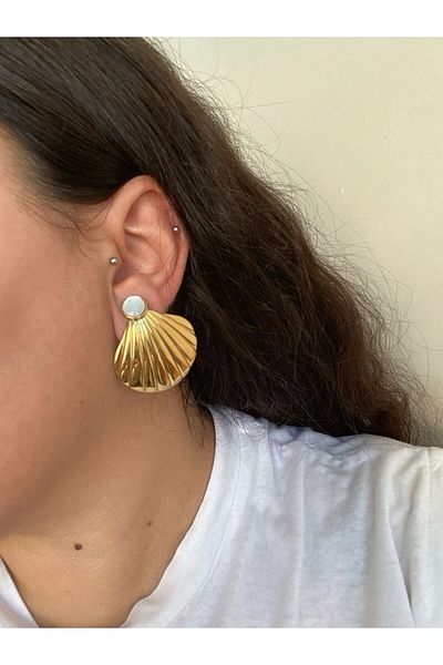 stainless steell Istirdye Shell Model Steel Earrings