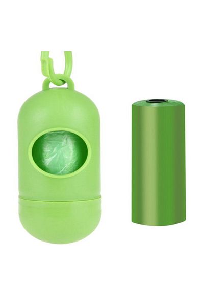 Ropet Set of 2 rolls x 15 waste bags and holder, for dogs and cats, Green