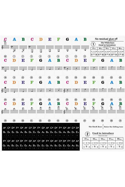 Choice 1 PCS Piano Keyboard Stickers for 37 49 54 61 88 White and Black Keys Music Electronic Piano Keyboa