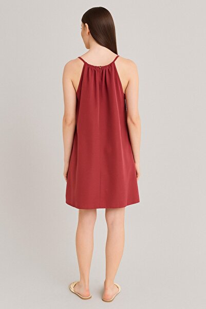 Kübra Tekstil Lupinn Fashionable Slim Strap Relaxed Cut Summer Women's Mini Dress - Comfortable and Stylish Design