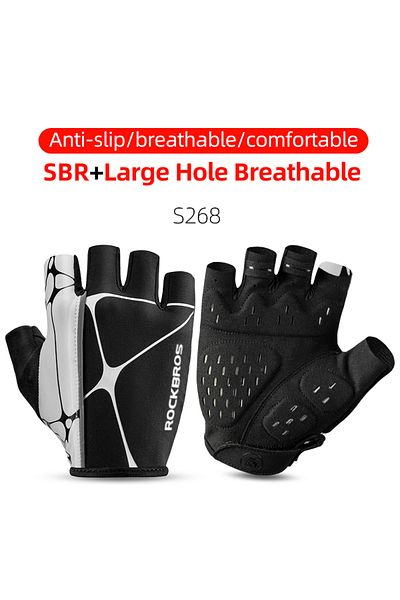 ROCKBROS XL S268 ROCKBROS Cycling Gloves Half Finger Shockproof Summer Breathable MTB Road Bicycle Gloves Men