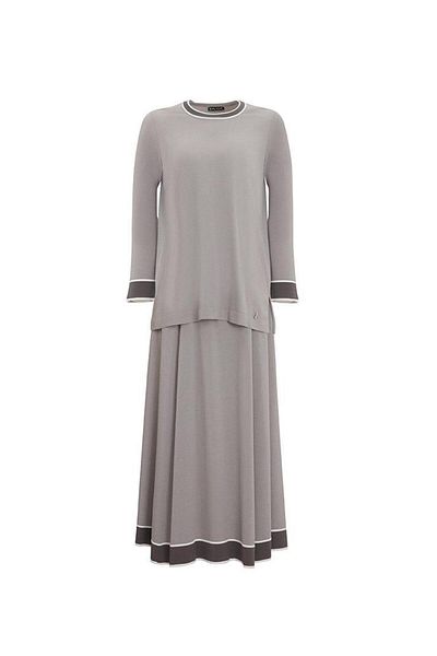 MISS DALIDA Gray Collar and Ankle Colored Tunic T25Y-6028