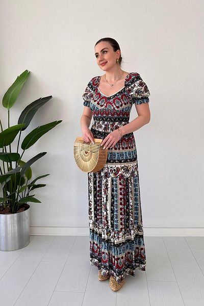 MaziButik Maxi Patchwork Dress Colorful