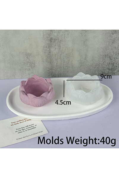 Choice قالب حامل شموع على شكل لوتس من الجبس، وعاء شمعة لوتس، قالب أسمنتي من السيليكون التيرازو M