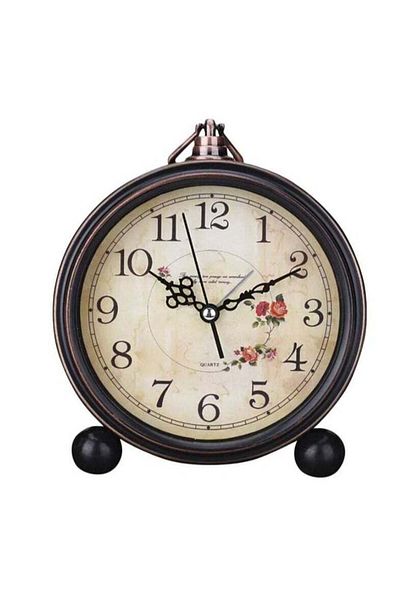 DRAMA HOME Antique Silent Desk Clock Bedside Alarm Clock Non Ticking Old Fashioned Battery Operated Table Clocks