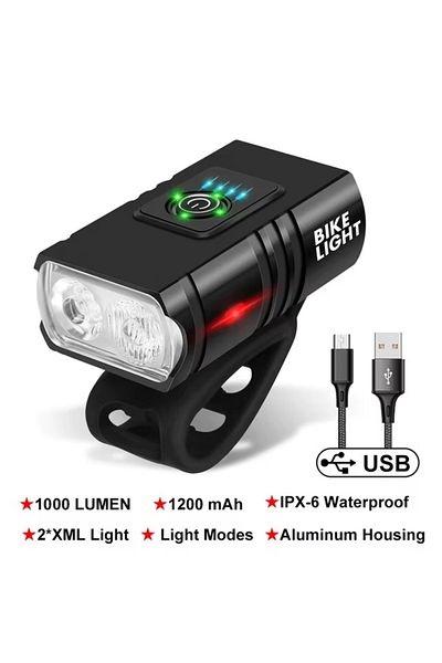 Choice WHITE Bicycle Light T6 LED Front USB Rechargeable 6 Modes MTB Mountain Bicycle Lamp 1000LM Bike Head