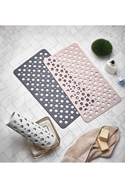 KIZILELMADA مرحاض حمام بلاستيكي رمادي مضاد للانزلاق - سجادة مقاومة للماء وغير...