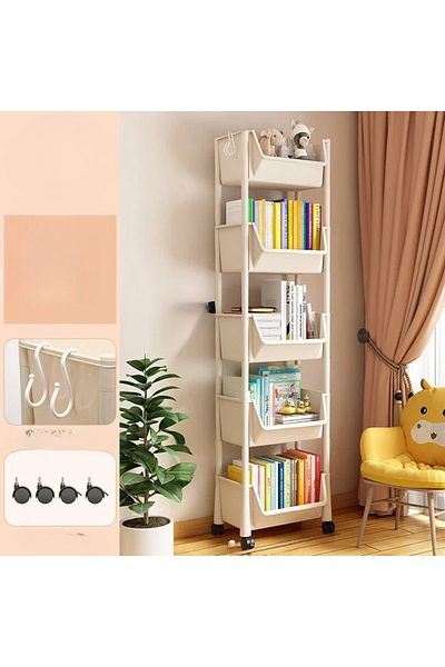 Choice 1pc-5layers Mobile Storage Rack Trolley Bookshelf Organizer with Wheels Kitchen Bathroom Living Room