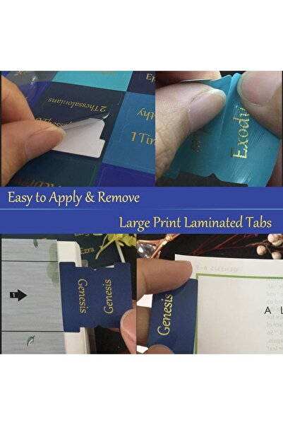 Choice 75 قطعة - علامات تبويب الكتاب المقدس باللون الأزرق الملكي، 75 علامة تبويب، علامات تبويب الكتاب المقدس المغلفة المطبوعة الكبيرة للنساء والرجال، سهلة الإزالة