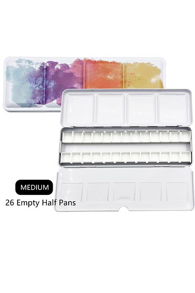 Choice Medium Set Empty Metal Watercolor Tin Palette Boxes Small/Medium/Large with 14/26/52pcs Detachable H