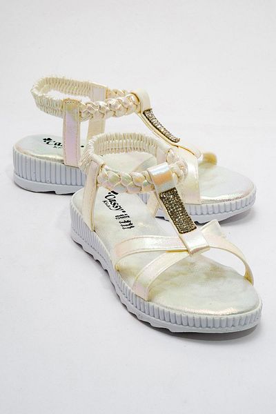 CCWAY AYAKKABI Children's Cross Sandals 25-29 White