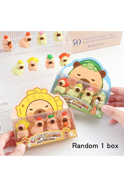 Choice صندوق عشوائي يحتوي على 4 قطع من ممحاة الكابيبارا ثلاثية الأبعاد اللطيف...