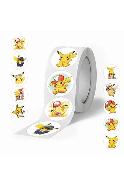 Miniso 1000PCS 500/2000pcs Pokemon Pikachu Sealing Stickers Cute Cartoon Anime Stickers Round Diy Decor Alb