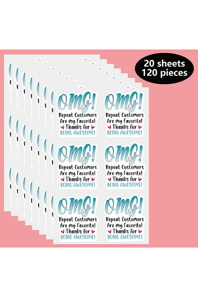 Choice WHITE 120pcs Cute Business Thank You Stickers, Repeat Customers Appreciation Labels, Envelope Seals