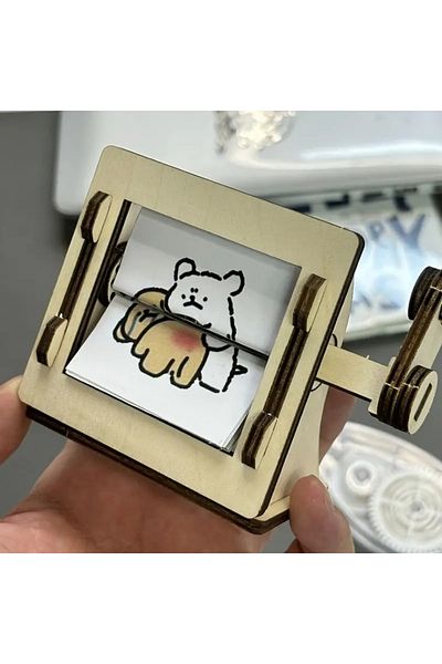 Choice Wooden hand-cranked animation machine can be DIYed to change the pattern, freely assembled and ca...