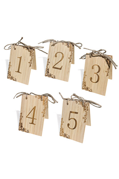 Choice 5 قطع أرقام (1-5)-5 قطع مجموعة أرقام طاولة الزفاف الخشبية، مخطط جلوس ق...