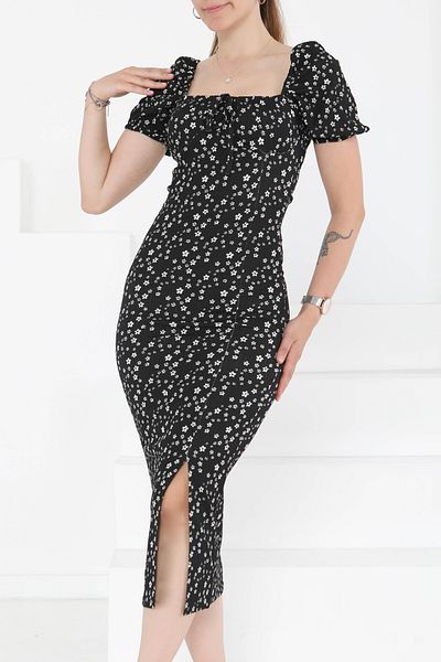 TOFİSA Rochie prințesă cu mâneci cu fante neagră - 27291