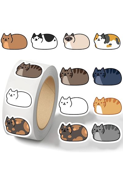 Choice MULTI 500 PCS Cute Cat Stickers Roll 10 Styles Kawaii Cat Stickers for Cats Party Favors Kawaii Ani