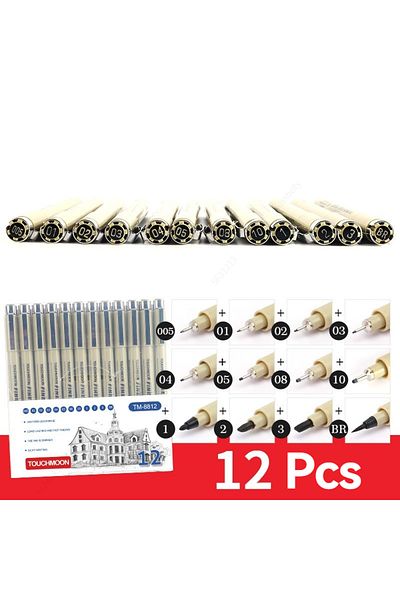 Choice 12 pcs set Pigment Liner Micron Pen Marker set Hook Line Needle Pen Art Manga Outlining Pen for Sket