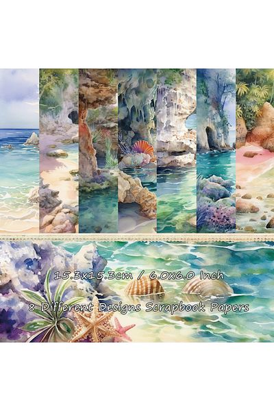 Choice 8 Sheets 8 Sheets Ocean Beach Seaside Scrapbook Paper, Craft Paper, Junk Journal Paper,Decoupage Pap