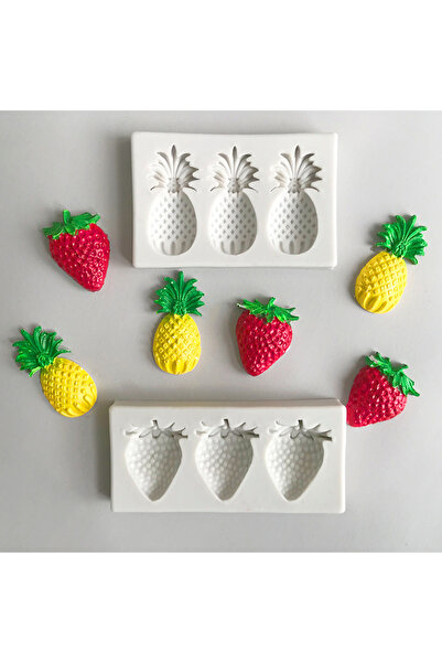 Choice grey 2pcs Pineapple & Strawberry Silicone Molds for Candles, Aromather...
