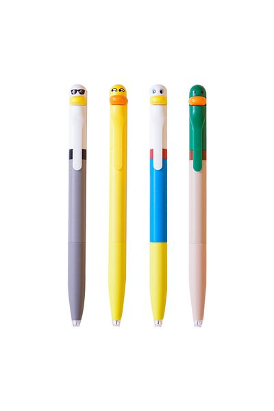 Choice black Duck Pen 4 Pcs/Set Cute Duck Design Gel Ink Pen Smooth Writing Quick Dry 0.5mm Black Pens Stud