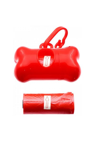 Ropet Set of 2 rolls x 15 waste bags and dispenser, for dogs and cats, Red