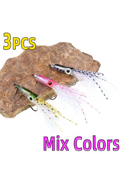 Choice 3PCS Mix Colors 3PCS Luminous Eyes Squid Fly Artificial Hard Lure Streamer Saltwater Big Game Flies