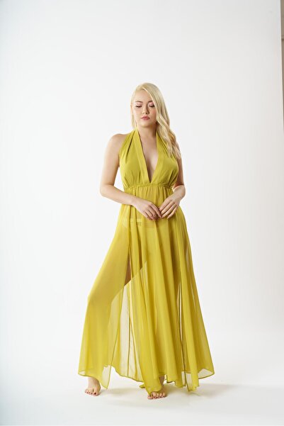 Louren P5804 فستان باريو بفتحة ظهر ورقبة على شكل V