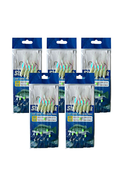 Choice مقاس 4، 5 حقائب، 5 خطافات، طُعم صناعي من Sabiki، طُعم صيد مضيء، خطاف خيطي من Sabiki Rig لصيد الأسماك في البحر