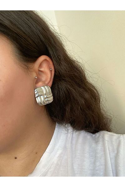 stainless steell Square Plate Steel Earrings