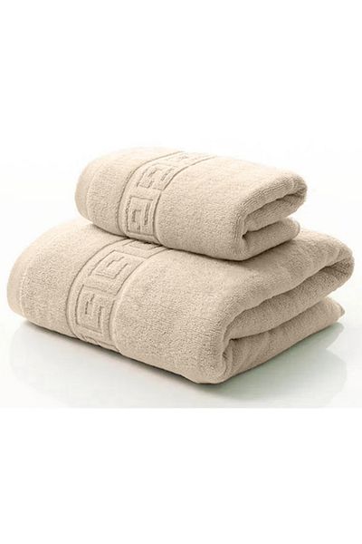 Modis Set 2 Bath Towels Cotton, 50x90 cm, 70x140 cm, Beige