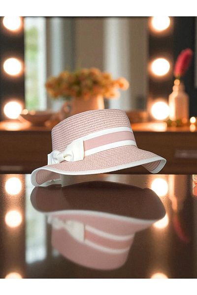 Shopiolog Gondola Women's Straw Hat with Bow Summer, Beach, Sun Hat, Women's Accessory, Fashion, Style, Summer Fashion