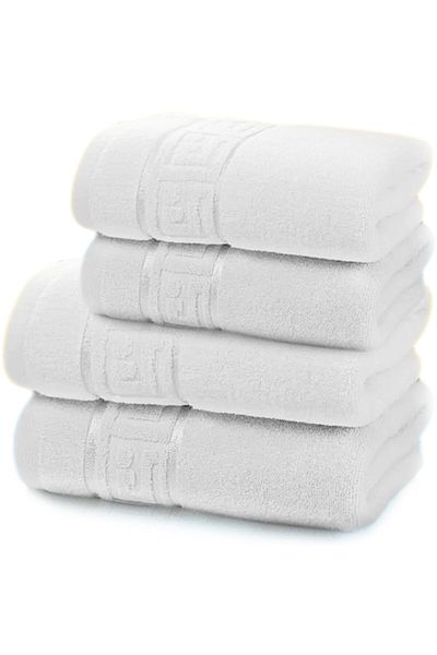 Modis Set 4 Premium Bathroom Towels, Cotton, 50X90 cm, 70x140 cm, White