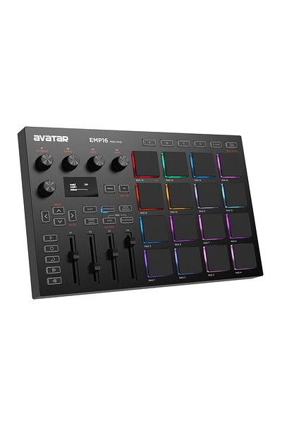 Choice black EMP16 MIDI Pad Controller Beat Maker Machine With Bluetooth, 16 RGB Velocity Sensitive Beat Pa