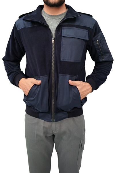 Uniprom Men's Fleece Jacket Full Zipper 7 Pockets Black S-Gard Model
