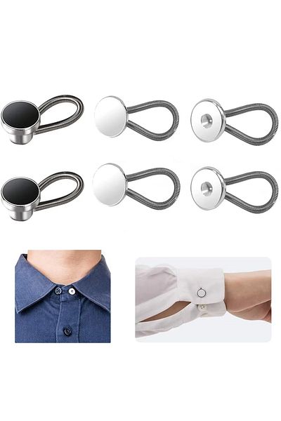 Choice 6 PCS 6 PCS/Set Metal Elastic Collar Extenders Button 10MM Extender Neck Extenders For Shirt Dress C