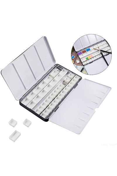 Choice Black Lonely Finger Empty Watercolor Tins Palette Paint Case With 26 Half Pans And 14 Full Pans