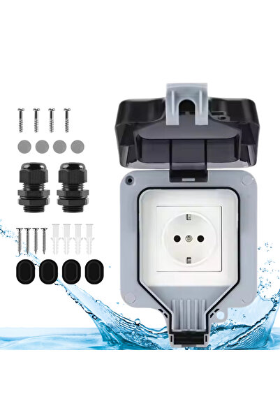 ATOMKIT Priza de exterior, Impermeabila IP66, Capac Blocabil, Design Etans 16...