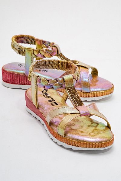 CCWAY AYAKKABI Children's Cross Sandals 25-29 Gold