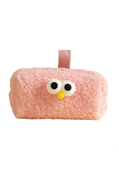 Choice Pink Large capacity plush pencil case, high-value pencil stationery storage box, portable pencil cas