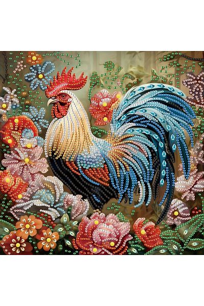 Choice Rooster and Flower DIY Rooster and Flower 5D Special Shape Diamond Art Kits for Beginners,Diamond Ar