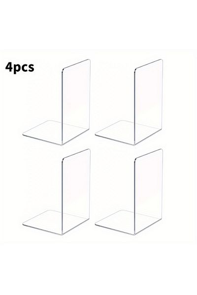 Choice Transparent 4/8pcs Set Clear Acrylic Bookends - Desktop Display Stands for Office, Home & Retail Use