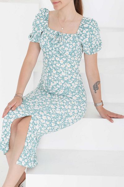 TOFİSA Princess Sleeve Slit Dress Mint - 27292