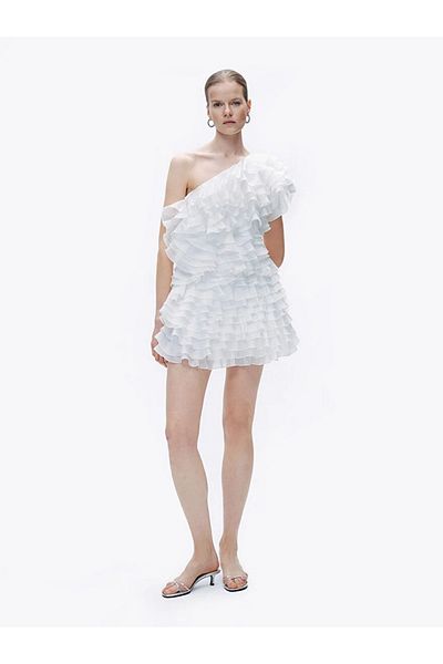 Nocturne Folded Ruffle Detail Mini Dress